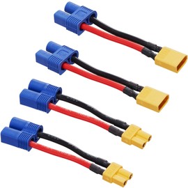 Laisomeke XT30 to EC3 Male Female Adapter Connector for RC FPV Drone Car Lipo NiMH Battery Charger ESC (4 Pack)