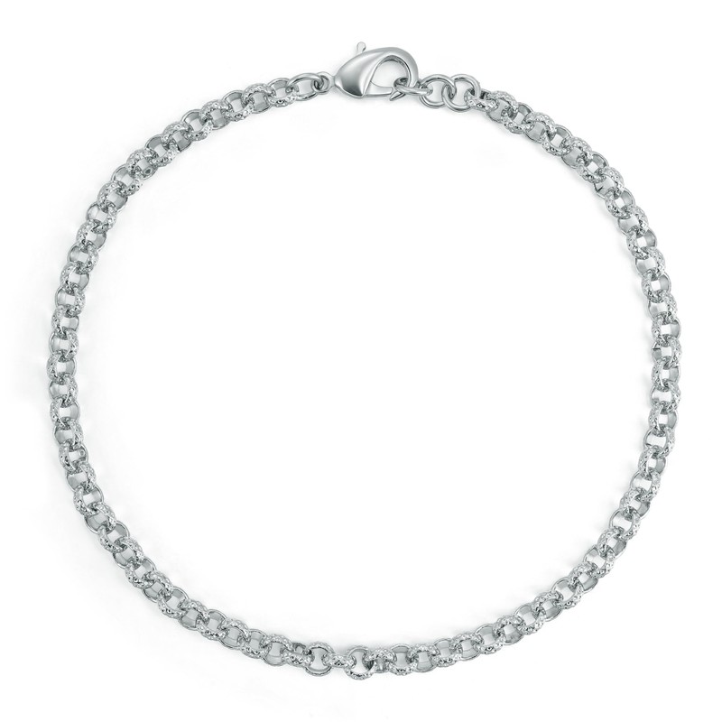 THE BLING KING 4mm Silver Plated Diamond Cut Pattern Belcher