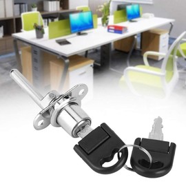 2Pcs Cabinet Lock with Keys，Zinc Alloy Furniture Drawer Wardrobe File Cabinet Lock with Keys Office Security DIY Furniture Hardware for Home Office Security (19mm Head Silver)