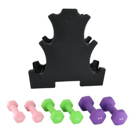 Dumbbell Hand Weights for Women, Neoprene Hexagon Non-Slip Weights Dumbbell Set with Storage Rack Stand for Home Gym, 3+5+8 Lbs, Pairs