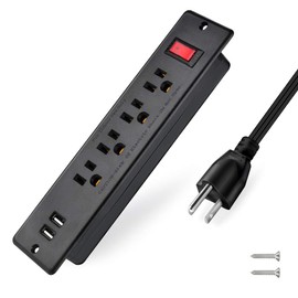 USB Power Strip Recessed Power Socket Mountable Outlet Extender Multiple Protection 4 Outlet 2 USB Built in Conference Desk Workbench