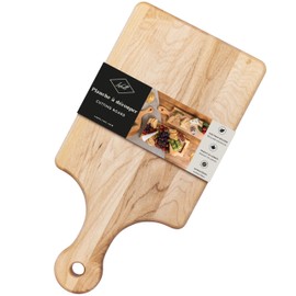 LABELL Small Canadian Maple Wooden Cutting Board with Handle, Flat Paddle Cutting Board with Handle, Multi-Purpose Charcuterie Boards with Handles for Meat, Cheese, Veggies - 7" x 14" x 0.75"