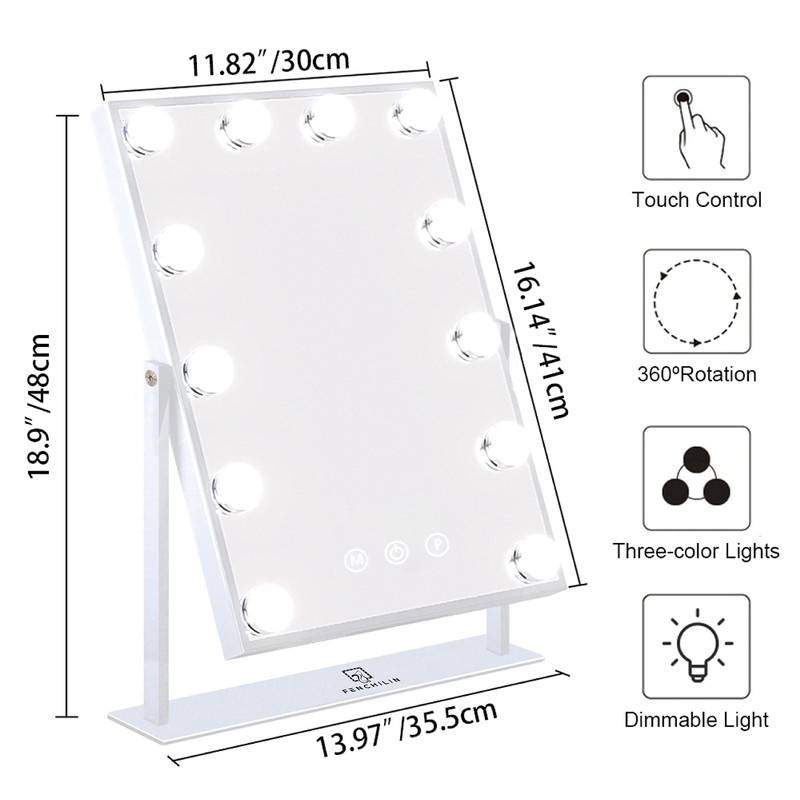 FENCHILIN Vanity Mirror with Lights, 19''x12'' Makeup Hollywood Mirror for