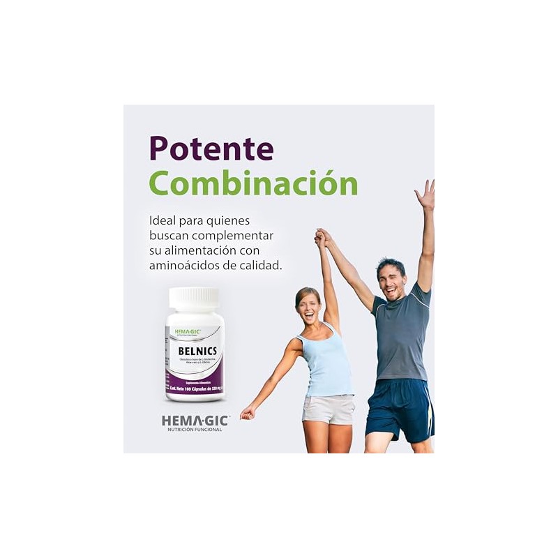 Belnics Suplemento Glutamina Glicina Aloe Vera 100 Cápsulas 520 Libre