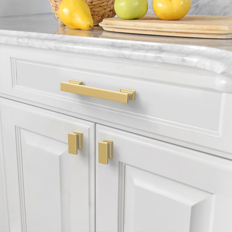 Amerdeco 10 Pack Brushed Gold Cabinet Pulls 3-3/4 Inch(96mm) Hole