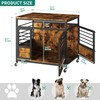 YITAHOME 32" Dog Crate Furniture with Wheels, Farmhouse Decorative Wood