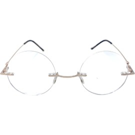 Incredible Bargains The Steve, Totally Round Rimless Reading Glasses + 2.50 Gold and Silver