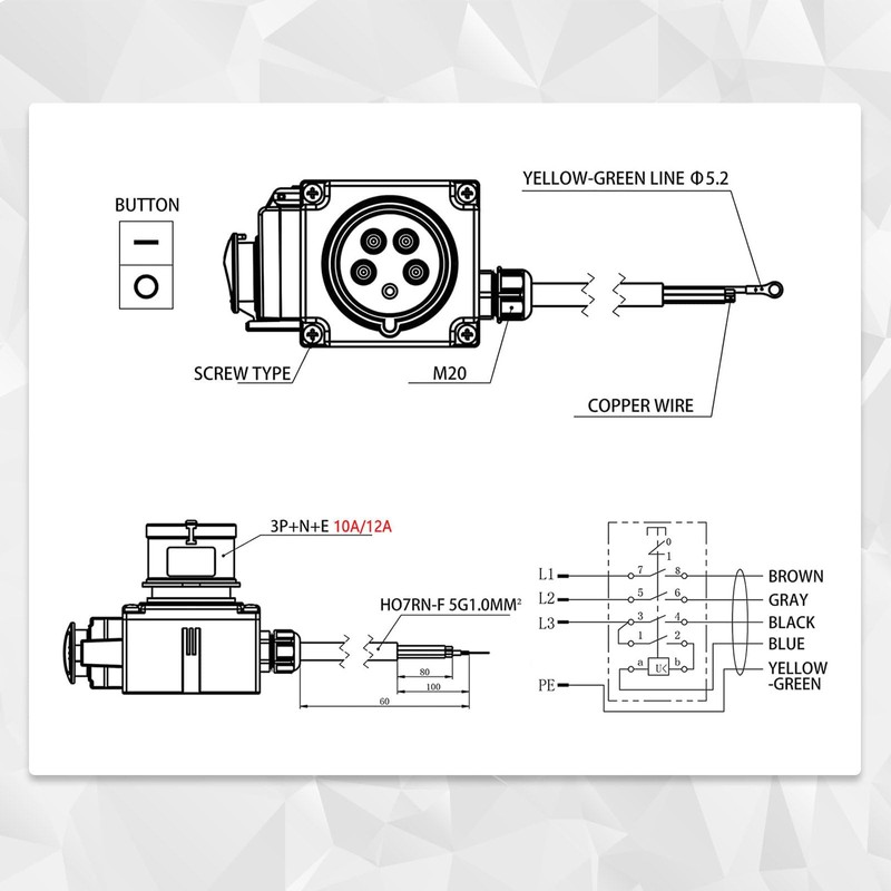 KOA7 3 Phase 400 V Switch Plug Combination AYWHP IP55