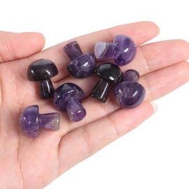 Lovionus89 Pack of 7 Crystal Mushroom Sculpture Stone Statue Figurine, Hand Carved Gemstone Mushrooms Craft Healing Chakra Decor, Amethyst