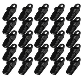 25Pcs Mini Small Camping Tent Tarp Clips,Plastic Crocodile Clip, Windproof Clips Snaps, Tent Awning Clamp for Tarp, Tarp Clips Harks,Black
