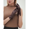 YISEVEN Women's Unlined Leather Gloves Italian Lambskin Three Points Long