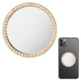 Mabor Mirror Decal for Smartphone, Adhesive Mirror Phone Charm Sticker Diamond Bling Stick on Back of Phone Cace Decal for Outdoor Make Up & Selfies
