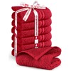 DecoHomeTextil Hand Towel Set, 6 Guest Towels in Bordeaux Red,