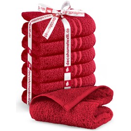 DecoHomeTextil Hand Towel Set, 6 Guest Towels in Bordeaux Red, 100% Cotton, High Quality, Cuddly Soft and Absorbent
