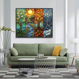 Fumupe 5D Diamond Painting Kits for Adults, Four Seasons Diamond Art Kits Adults Beginners, Full Drill Spring Summer Autumn Winter Diamond Painting Crystal Gem Art Kits for Home Wall Decor 30x40cm