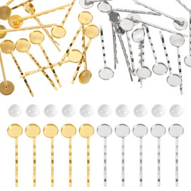 Craftdady 30 pcs Hair Bobby Pins DIY Blank Dome Hair Clips with Glass Cabochons Tray Platinum Golden Blank Iron Bobby Hair Pins Base for Women Cameo DIY Barrettes Hairpins Findings