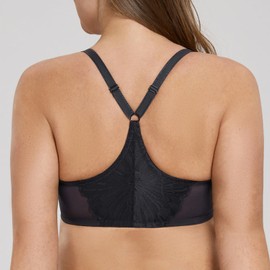 MELENECA Women's Racerback Front Closure Full Coverage Unlined Plus Size Underwire Bra Black 46G