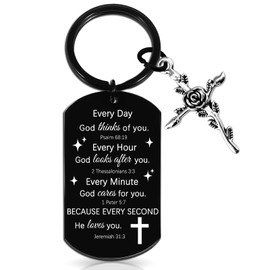 OEHEDOU Religious Gifts For Women Inspirational Gifts For Women Christian Bible Verse Keychain With Cross Christian Gift For Female First Communion Gift For Girls Christians Birthday Items For Girls
