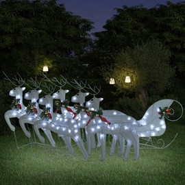 Benicabaly Charming Outdoor Christmas Decoration Set with Reindeer and Sleigh, 140 LED Lights, Weather-Resistant Mesh