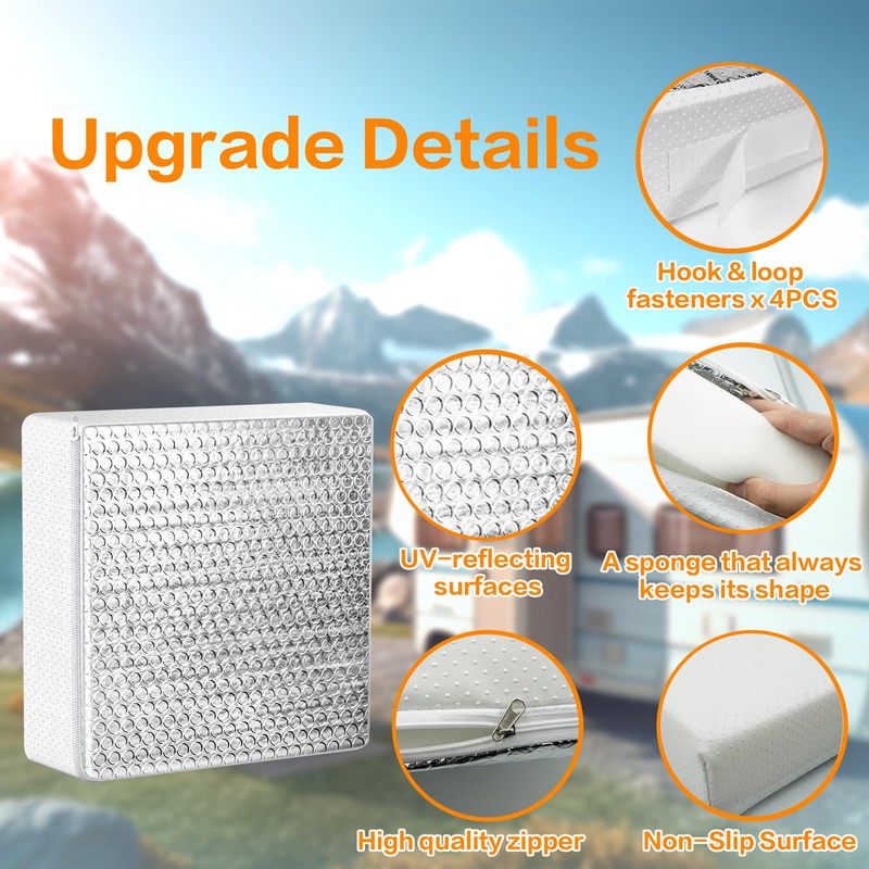 2 Pack RV Vent Insulator and Skylight Cover 14″x14″x3″ with