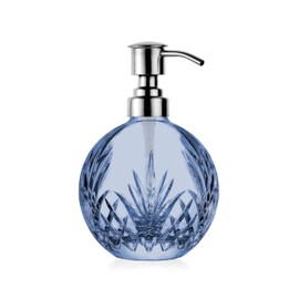 Godinger Soap Dispenser with Pump, Crystal Glass Lotion Dispenser, Bathroom and Kitchen Liquid Soap Dispenser - Dublin Collection, Blue