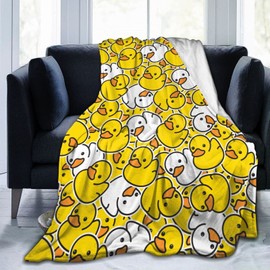 Perinsto Cute Rubber Ducks Throw Blanket Ultra Soft Warm All Season Cartoon Duckies Decorative Fleece Blankets for Bed Chair Car Sofa Couch Bedroom 60"X50"