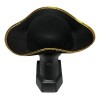 Sombrero pirata negro con contorno oro para halloween