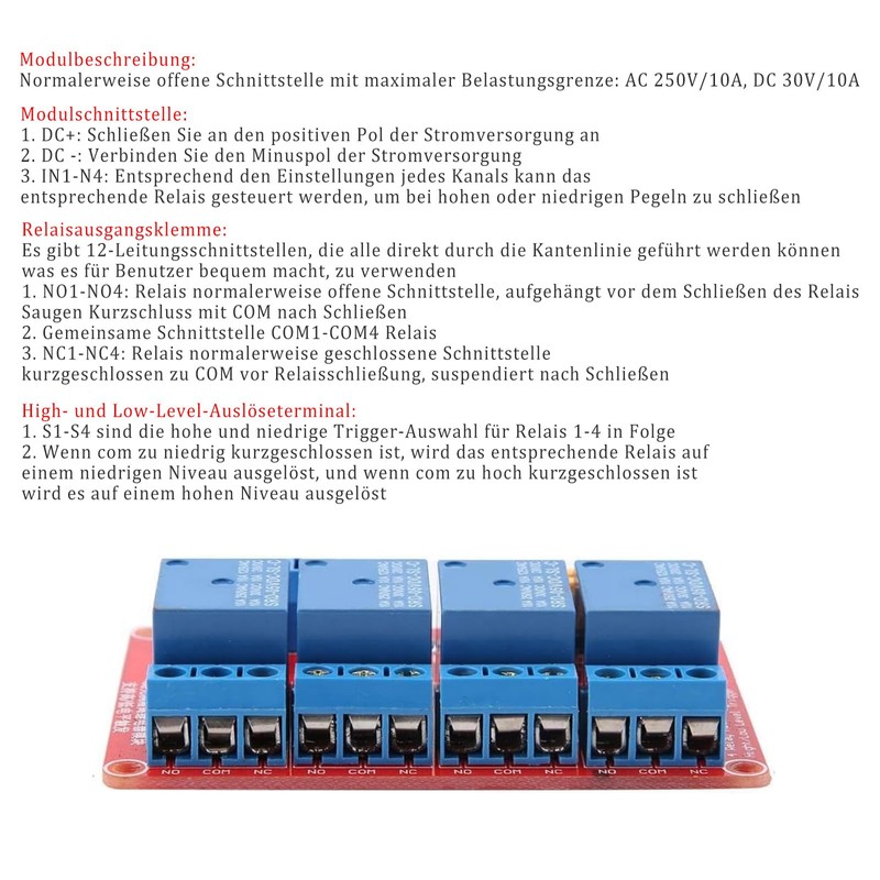 GERUI Pack of 2 4 Channel Relay Module 12 V