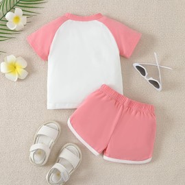 Toddler Boys Girls Big Sister Brother Little Sis Bro Matching Outfit 2PCS Shorts Set Baby T Shirt Tops and Shorts Clothes (12-18 Months, BIG SIS 1-Pink)