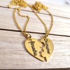Customized NAME Puzzle Heart Pendant Necklace Interlocking Pair - A