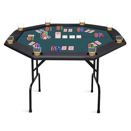 ZivPlay Poker Table Foldable Texas Holdem Poker Table Portable with Folding Legs for Card Game and Casino Gambling 8 Player Octagon