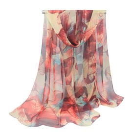 FAIRYGATE Chiffon Scarf for Women Fashion Ladies Floral Leaf Print Oversized Scarves Long Soft Colourful Shawl Wrap Stole for Summer Beach Winter Spring Fall 50033