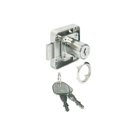 Gedotec Bolt Lock Drawer Cylinder Furniture Lock Box Lock for Doors - H6111 | Nickel Plated Steel | Backset 25 mm | Different Locking | Right | 1 Set - Drawer Lock with Key