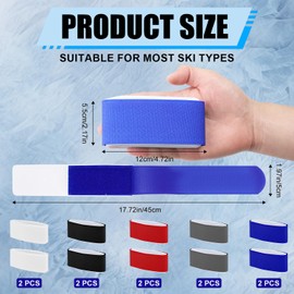 PEUTIER Pack of 10 Adjustable Ski Belts, EVA Ski Binder, Ski Wrap, Ski Wrap Straps with Protective Design for Carrying Ski Equipment, Winter, Christmas (Red, Blue, White, Black, Grey)