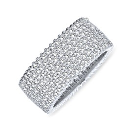Pave Cubic Zirconia 5 Row Wide CZ Wedding Eternity Band Ring For Women For Girlfriend .925 Sterling Silver