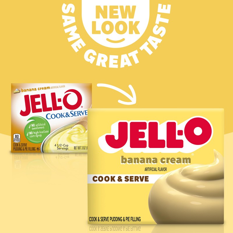 Jell-O Banana Cream Instant Cook & Serve Pudding 3.4 Oz