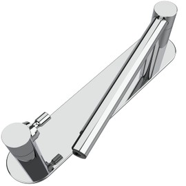 WZRUA Adhesive Toilet Paper Holder Chrome Bathroom Double Post Pivoting Toilet Tissue Holder Polished Roll Holder Stick On No Drilling Stainless Steel and Zinc Alloy