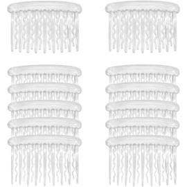 12 Pcs Transparent Plastic Hair Side Combs - Stylish Lightweight Teeth Comb Accessories