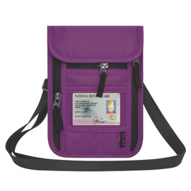 HOTEMIA Neck Wallet for Travel,Passport Holder Neck Pouch for Men Women with Adjustable Neck Strap and RFID Blocking (Purple)