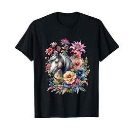 Horses Girls Rider Horse Summer Flowers Birthday Child T-Shirt