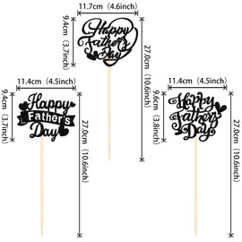 ZHUOWEISM 12 PCS Happy Father's Day Centerpiece Sticks Double Sided Glitter Father Best Dad Centerpieces for Happy Father's Day Theme Table Flower Decorations Men Birthday Party Decro Supplies Black