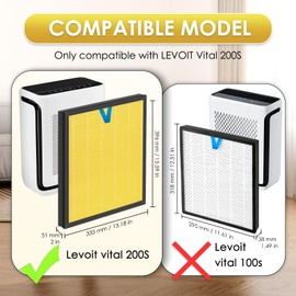 2 Pack Vital 200S Pet Care Replacement Filter Compatible with LEVOIT Vital 200S and Vital 200S-P Air Purifier, H13 True HEPA Filter, 3-in-1 Activated Carbon Filters, Replace #Vital 200S-RF-PA, Yellow