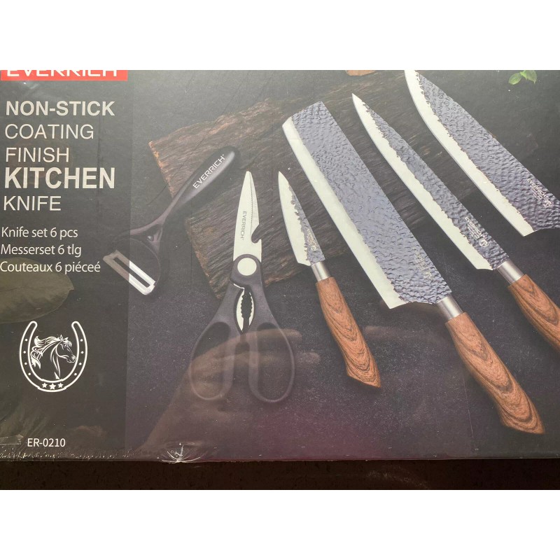 Kitchen Everrich 6 Piece Non Stick Kitchen Knife Set