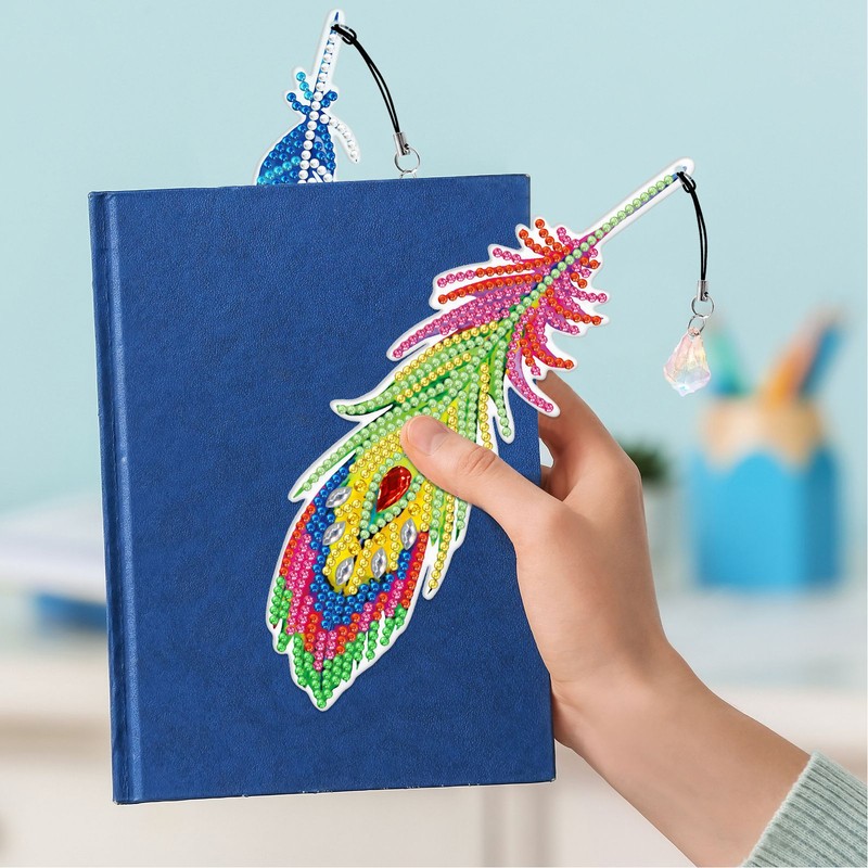 DIY Diamond Feather Bookmark Lightweight Delicate Bend Resistant Beaded Page