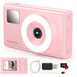 Digital Camera for Kids Fill Light, 1080P FHD Camera, Vintage Camera, Retro Digital Camera CCD for Teens Boys Girls Seniors Student Children, 32GB SD Card, 16X Zoom