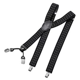 DonDon Men's Braces Wide 3.5 cm with 4 Braces Clips Extra Strong Y-Shape - Elastic and Adjustable Length, Diamond-black, grey, white