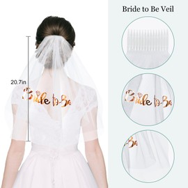 Bachelorette Party Decorations, 4 PCS Bride to Be Sash and Wedding Veil Bride Headband Tiara for Women Bachelorette Tattoos Bridal Shower Gifts Supplies Favors Accessories