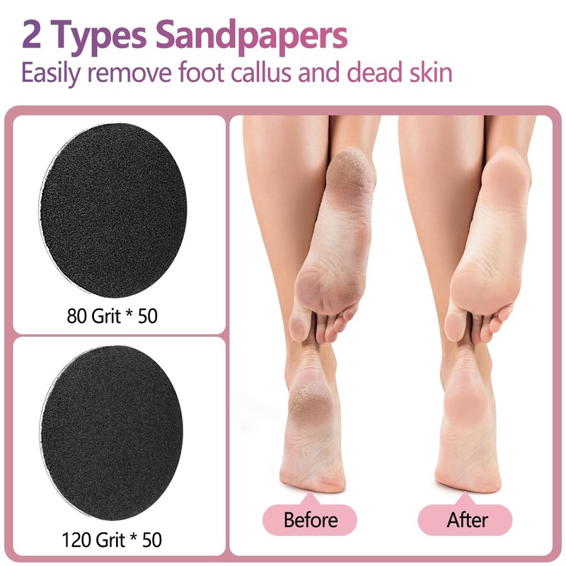 110PCS Replaceable Sandpaper for Electric Foot Callus Remove, 50pcs*80 Grit