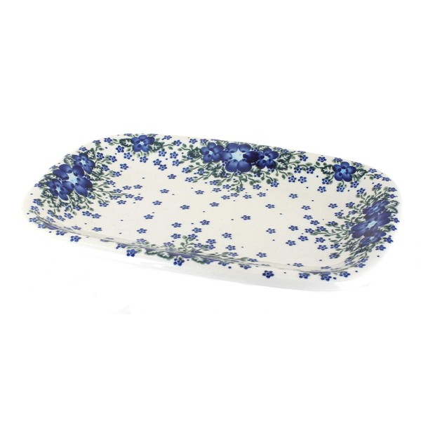 Blue Rose Polish Pottery - Blue Melanie Medium Rectangular Serving