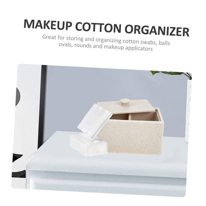 LIFKOME Cotton Swab and Pad Storage Organizer Compartment Makeup Accessory